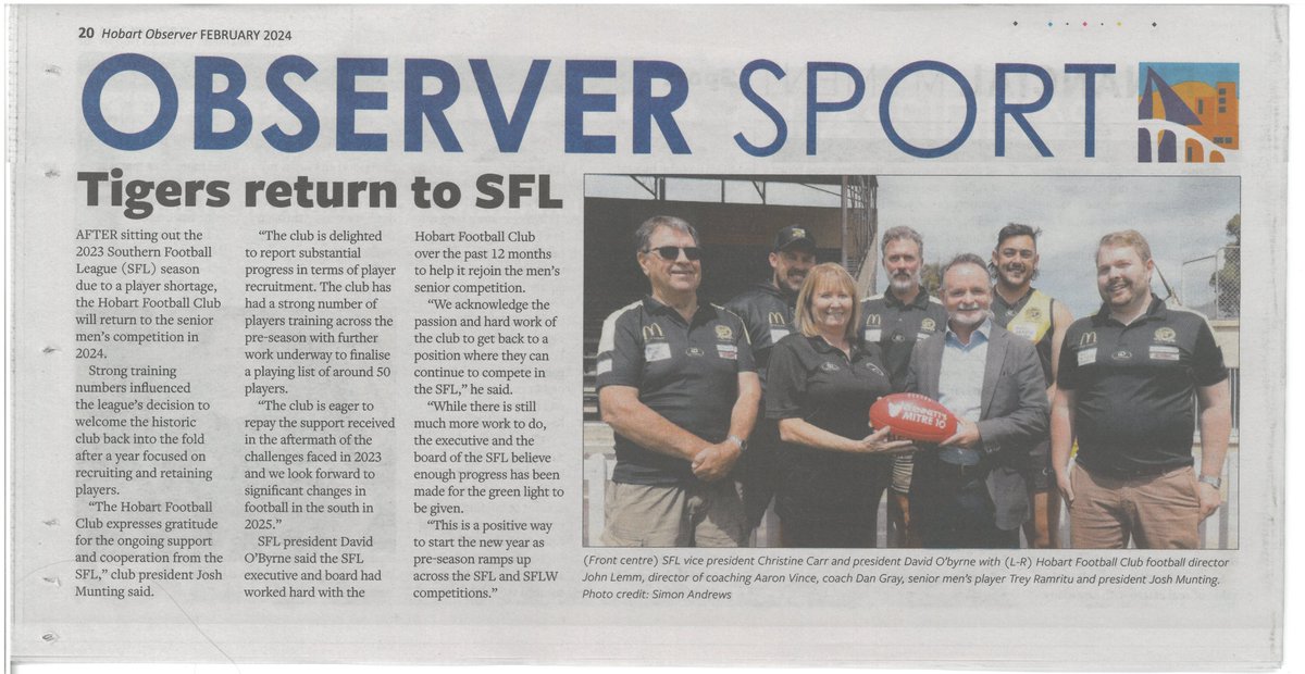 For those who missed out on the <a href="/hobartobserver/">Hobart Observer</a> February edition, we are looking forward to a big 2024 #RestoreTheRoar Purchase your Membership at hobartfc.tidyhq.com