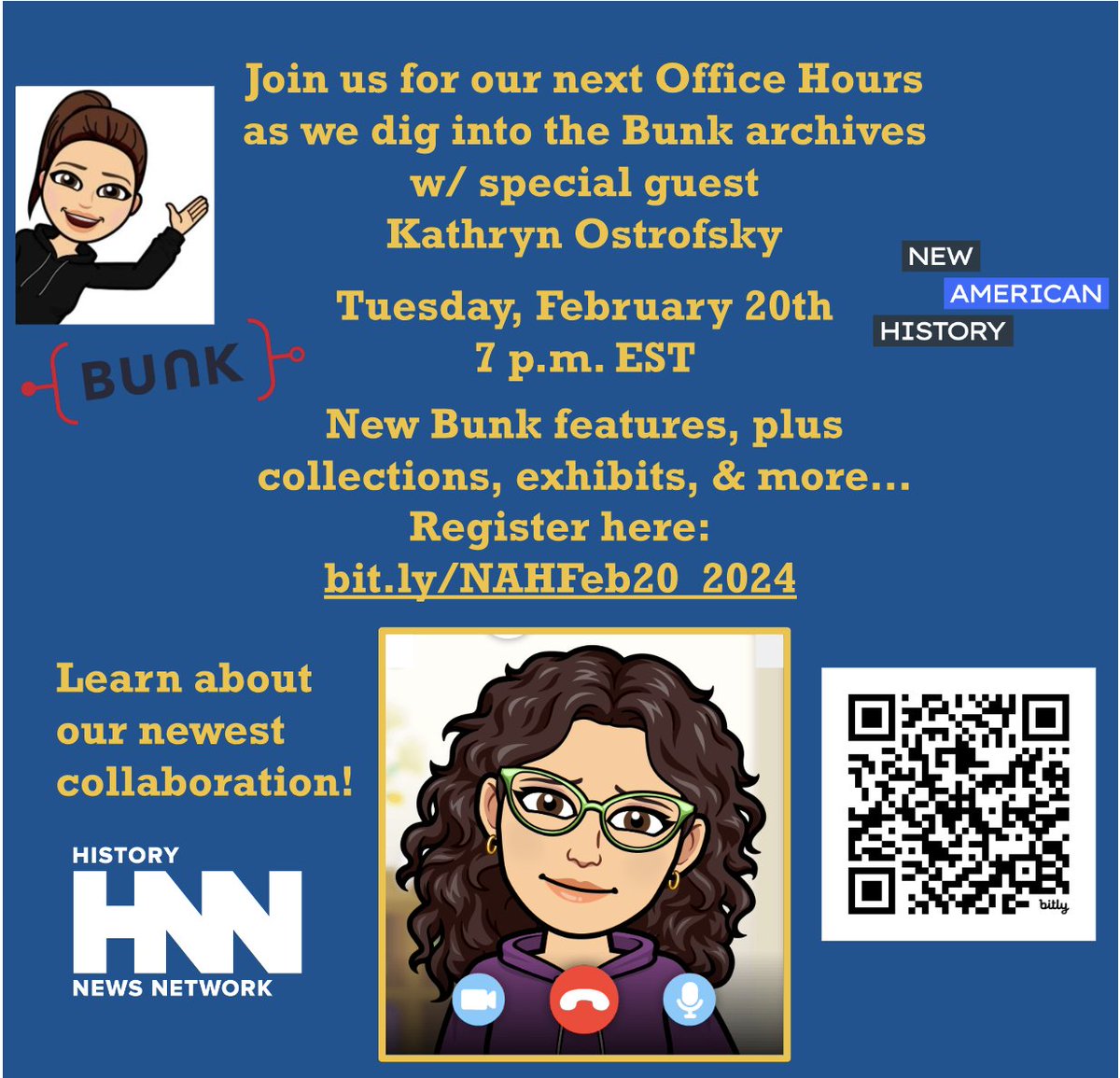 New American History Office Hours: Archives Edition! Join us Tuesday, February 20th at 7 pm EST when our Bunk Archivist, @K_Ostrofsky digs into the Bunk archives! Preregistration is required, bring ??s ... bit.ly/NAHFeb20_2024