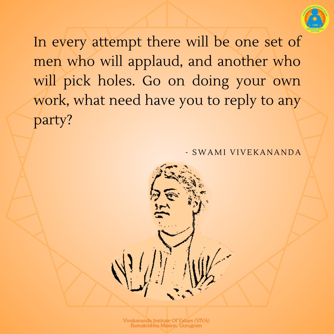 ValuesViva's tweet photo. How free and unbridled we are when others opinion's do not dictate your work. Genuine efforts and hard-work can never rob us of our own inner satisfaction, that's not mercy to applause and warry of criticism. 

(Source: XLVII Brother disciples – Letters of Swami Vivekananda) https://t.co/saOGHHIavw