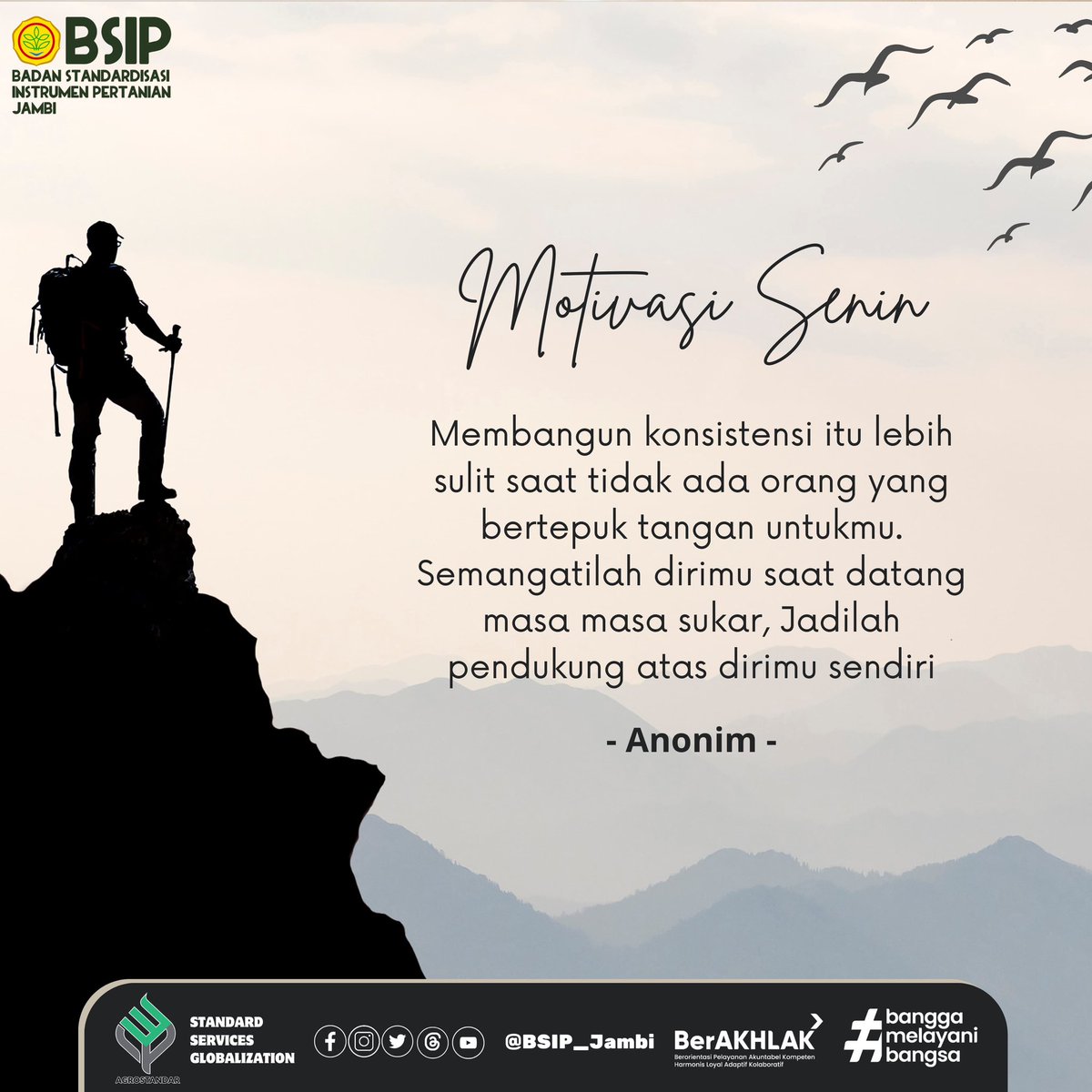 #motivasisenin
#agrostandar
#bsipuntukindonesia
#bsipkementan
#pertaniancemerlangindonesiagemilang
#bsipjambi