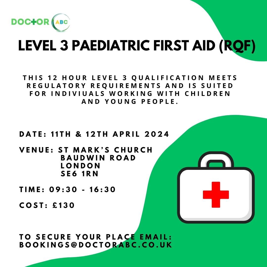 DoctorABC_UK's tweet image. Our open courses are ideal for individuals and small groups. 
Refresh your knowledge 
Build your confidence 
Gain a level 3 qualification  #paediatricfirstaid #southeastlondon #opencourse #firstaidcourse #level3paediatricfirstaid #childminder #nurseries #earlyyearseducation