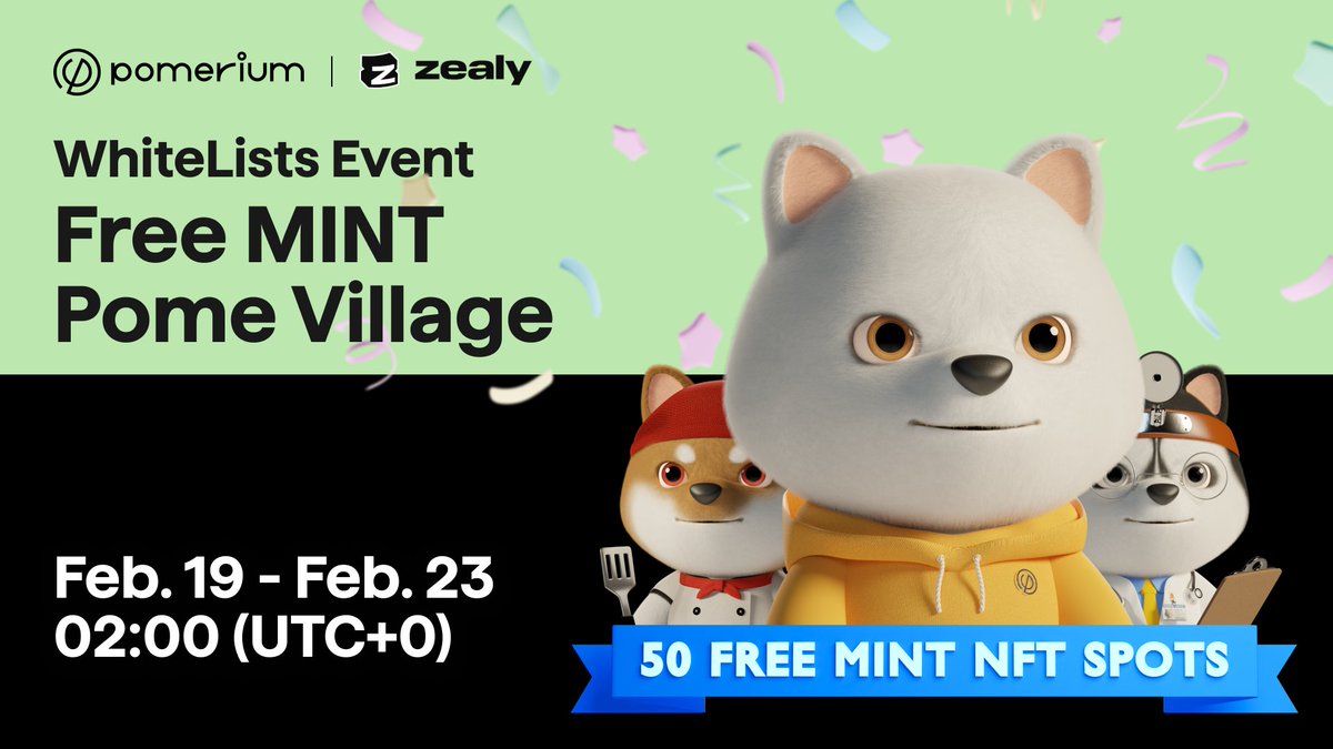 🏕️PomeVillage Zealy WhiteList Event 🎉

Take a quiz about <a href="/Pomerium_space/">Pomerium (PMG)</a>  and become a part of #PomeVillage!
We have a large number of #WL spots available!

🗓️ Date: Feb 19 - Feb 23 02:00 (UTC+0)
🏆Rewards:
✅Gauranteed X 10WLs
✅FCFS X 40WLs
(by raffle)

🔔 Join:
-