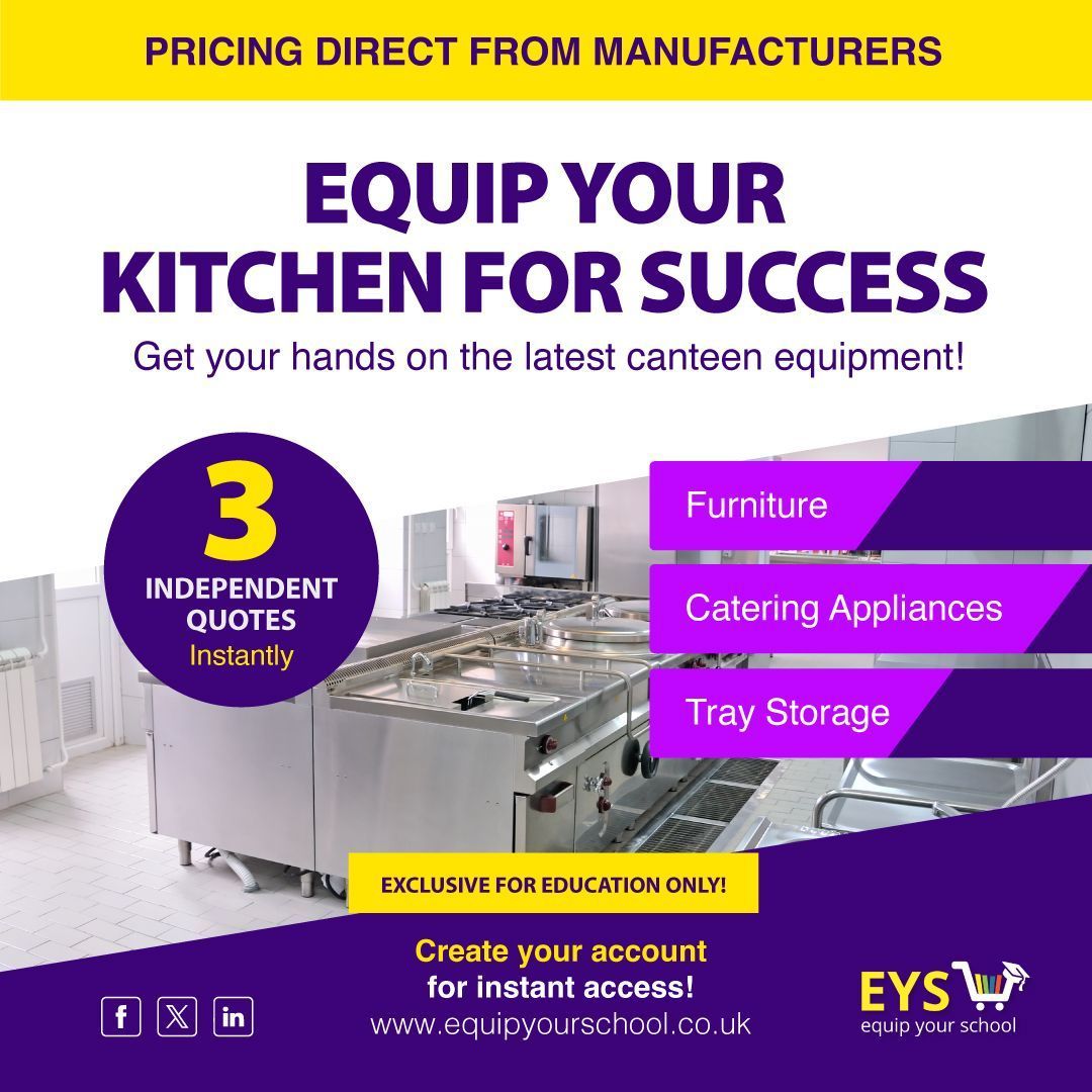 Level up your school's culinary game with EYS! 🤩 Save big and ensure exceptional quality by #leasing the latest #catering #equipment. Explore our full range of #canteen equipment at equipyourschool.co.uk/equipmentleasi…. #schools #education #edu #procurement #teachersoftwitter #edutwitter