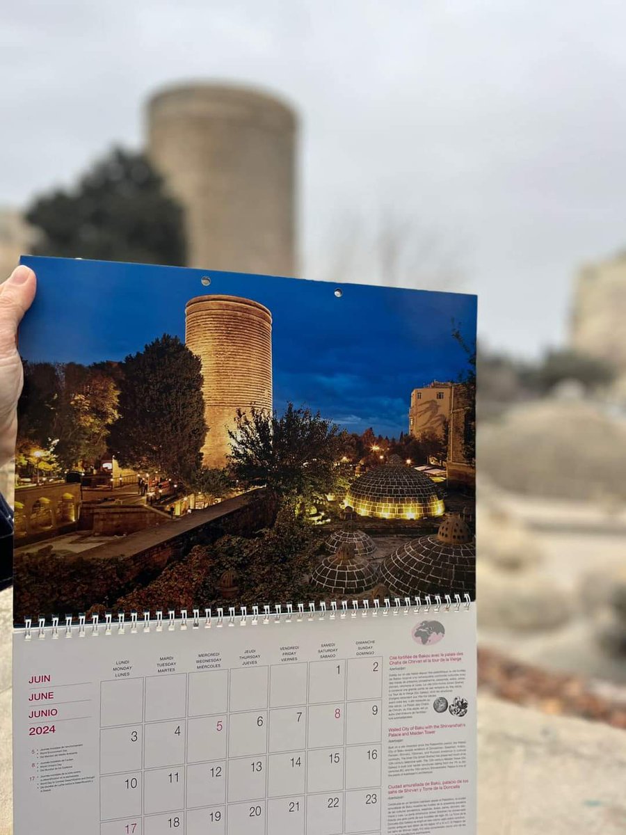 12 monuments (selected from among 1,157 historical sites) inscribed on the @UNESCO #WorldHeritage List were featured in the organization's 2024 calendar. The selection of #Icherisheher in the calendar as one of the 12 chosen monuments is a matter of pride.