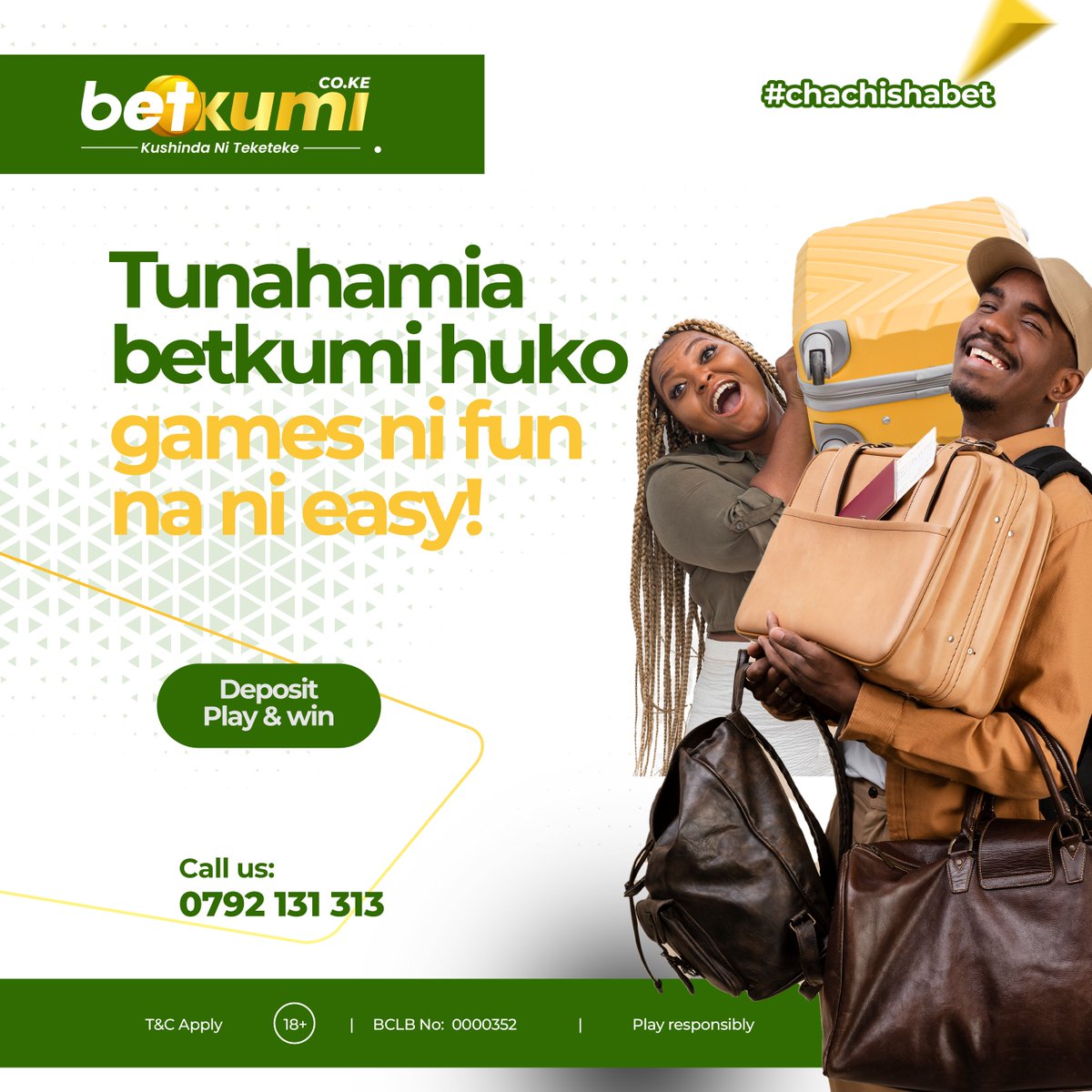 Mko biieee wadau! Fom ndiyo hii Deposit, play & win betkumi.co.ke #ChachishaBet