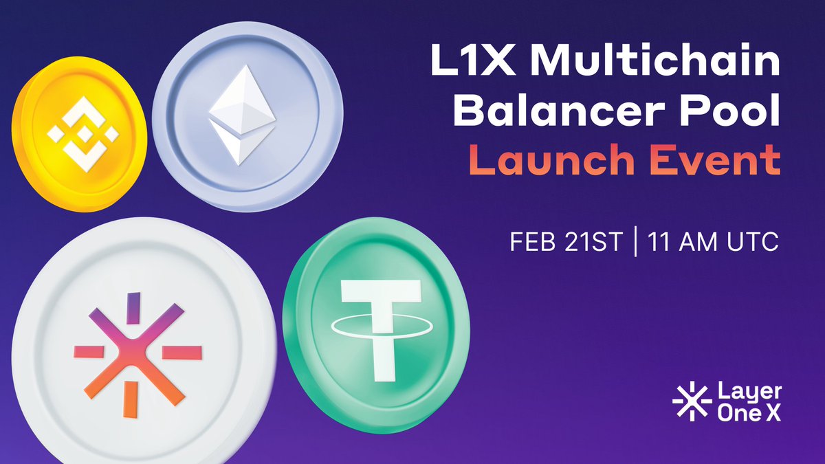 LayerOneX's tweet photo. 🚀 Join our opening day celebration for the #L1X Multichain Balancer Pool Launch! 🎉

🗓️ Feb 21, 11 AM UTC 
Live on all L1X platforms via Streamyard 

✨ Dive in from Day 1 & access over 500% in APR! Be at the forefront of the #DeFi revolution.

📌 Set your reminder & celebrate with us!
https://t.co/QfEAP5QfMZ