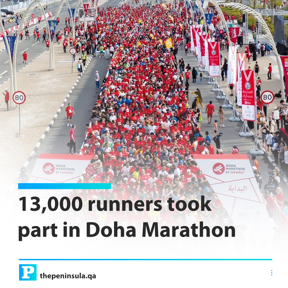 PeninsulaQatar's tweet photo. Over 13,000 runners from 124 countries and thousands of supporters came together to create an unforgettable day of sportsmanship, unity, and athletic achievement.
➡️ https://t.co/IBGq4nBGcc
#Qatar #Doha #DohaMarathon https://t.co/8AqMv6vIwJ