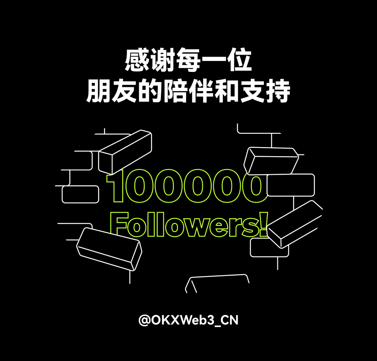 🥰不知不觉粉丝已经突破100K，感谢大家的陪伴与支持！

♥️是你们帮助我们成为更好的 #OKXWeb3 钱包 

🎯 向着下一个目标继续努力，祝我们2024年都能成为更好的自己
