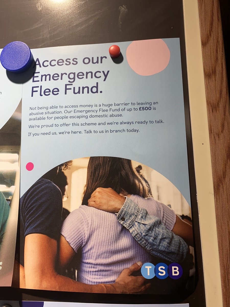 Fantastic initiative from @TSB You don’t have to be a TSB customer to qualify for funds TSB also have SAFE ROOMS in branches for people in danger to be safe until police assistance arrives #DomesticAbuse #DomesticViolence #safeguarding