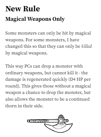 From Issue 13 (OSE) of my #DnD zine, #d12Monthly.

I like rules like this as it gives PCs a chance to get out of their if they miscalculated their chances. #DungeonAndDragons #TTRPG
