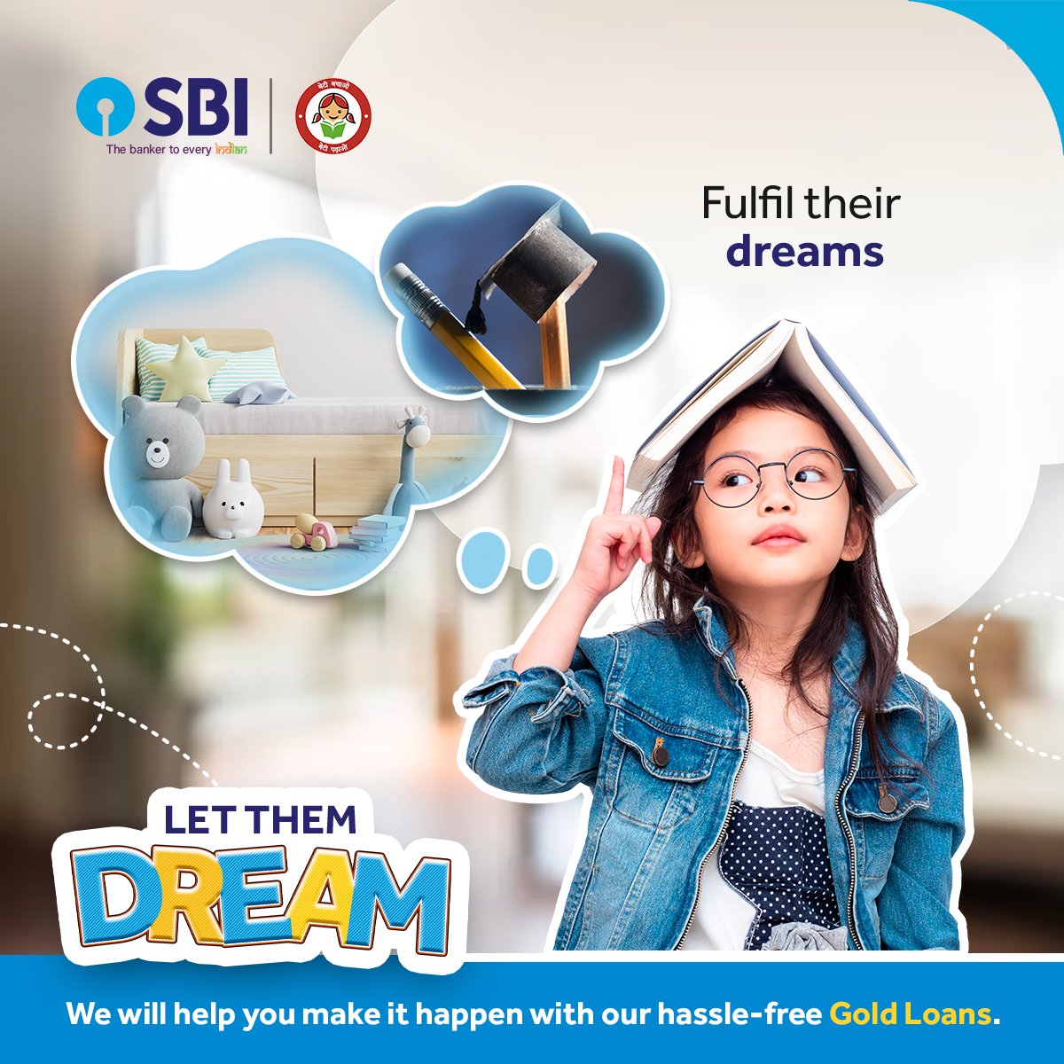 An ambitious course or a dream room? SBI will help you make it happen with our hassle-free Gold Loan. 

Apply Now: bank.sbi/web/personal-b…

#SBI #GoldLoan #PersonalBanking #LetThemDream #DeshKaFan #TheBankerToEveryIndian