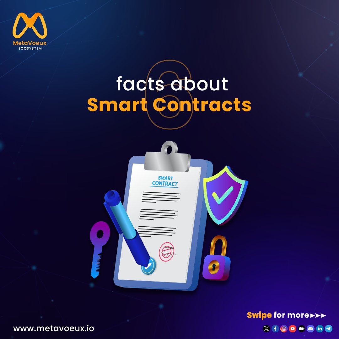 6 Facts about Smart Contracts 🧵👇
.
.
.
.
.
#MetaVoeux #smartcontracts #smartcontractsecurity #SmartContracts #smartcontractsdevelopment #blockchain #blockchainwallet