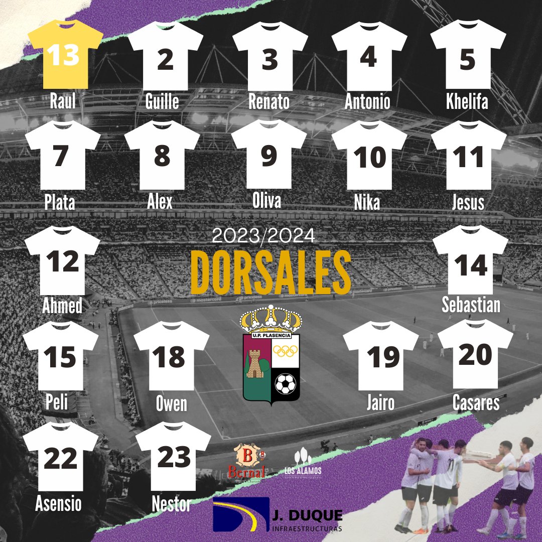 UPPlasencia_'s tweet photo. ๐ค ๐๐ซ๐ข๐ฆ๐๐ซ ๐๐ช๐ฎ๐ข๐ฉ๐จ | Actualizaciรณn dorsales๐ค
๐๏ธOs dejamos los dorsales definitivos para el resto de la temporada.
#SentimientoUPP https://t.co/YDRJicP4A6