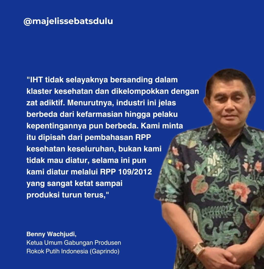 MajelisSebats's tweet photo. Selain perbedaan karakteristik industri, pemisahan kebijakan tembakau dengan RPP Kesehatan ini perlu dilakukan karena didalamnya terdapat pelarangan iklan rokok yang dapat melemahkan industri tembakau dalam negeri. https://t.co/MK4w5EmIAG
