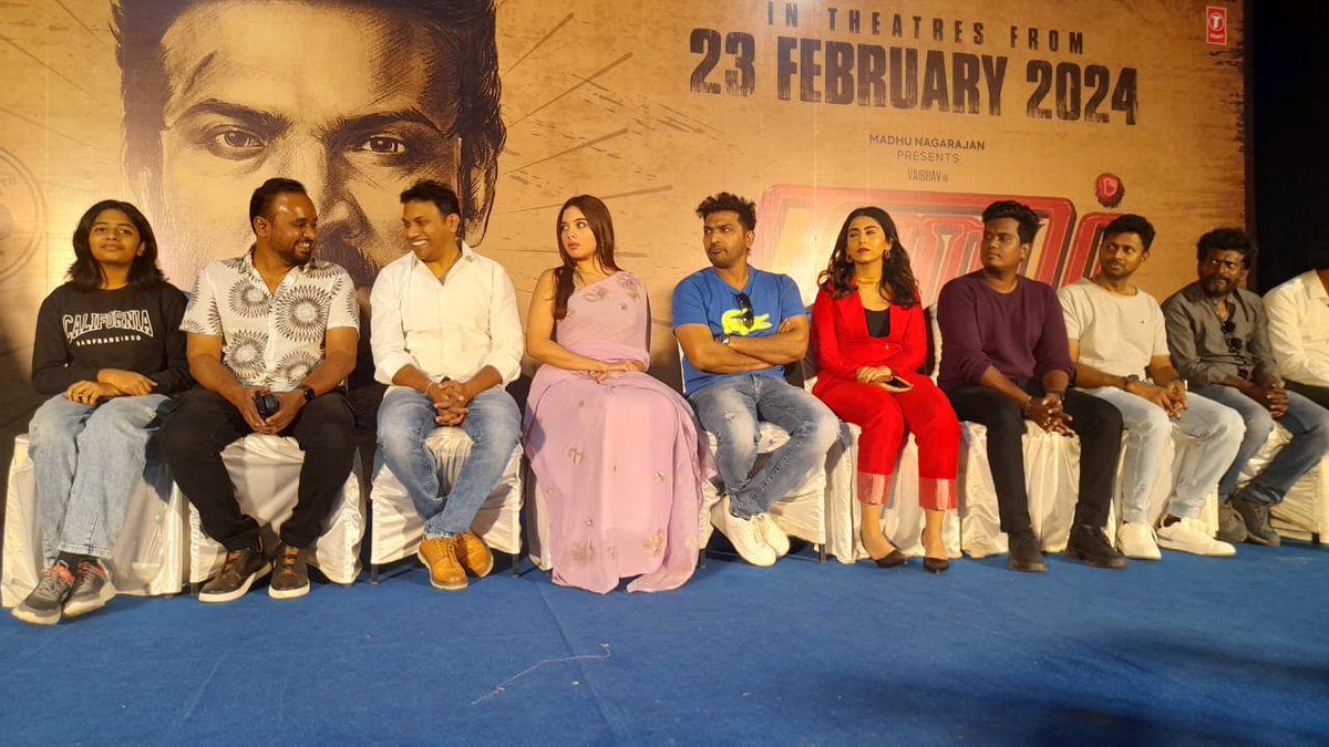 #Ranam Press Meet.. @SheriefDirector @ArrolCorelli @actor_vaibhav @Nanditasweta @TanyaHope_offl @Sarasmenon @bbsureshthatha @Pranitiofficial @MMProductions22 @DOP_BKR @WarriorUKB @prosathish #TSeries