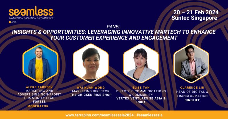 Join me, Elise Tan from #VertexVentures, Alon Weinstock from #KFC, and Clarence Lin from #Singlife for our panel called "The Future of Marketing Tech for Customer Engagement", which starts tomorrow (Feb 20th) at the #SeamlessAsia  4:30 PM ECom Tech Stage.

bit.ly/ojow