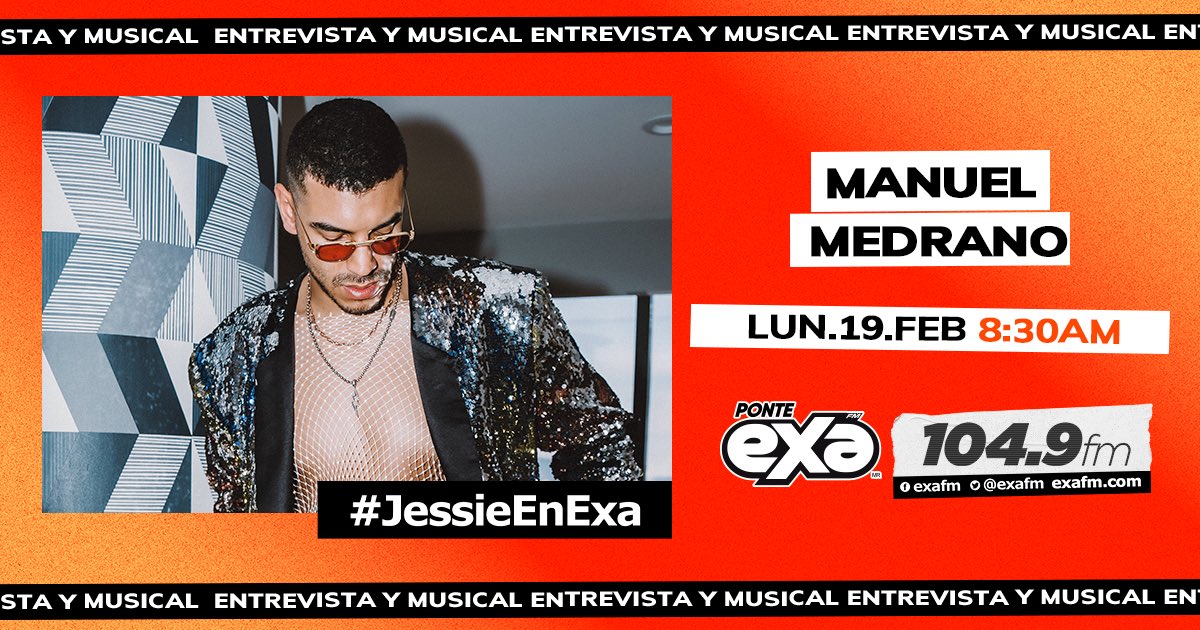 ExaFM's tweet photo. Este lunes, @manuelmedrano traerá su música a la cabina de #JessieEnExa 🎶📻🎙️
No te pierdas esta entrevista especial por el 104.9 fm con @jessiecervantes https://t.co/GBxZ66Nym0