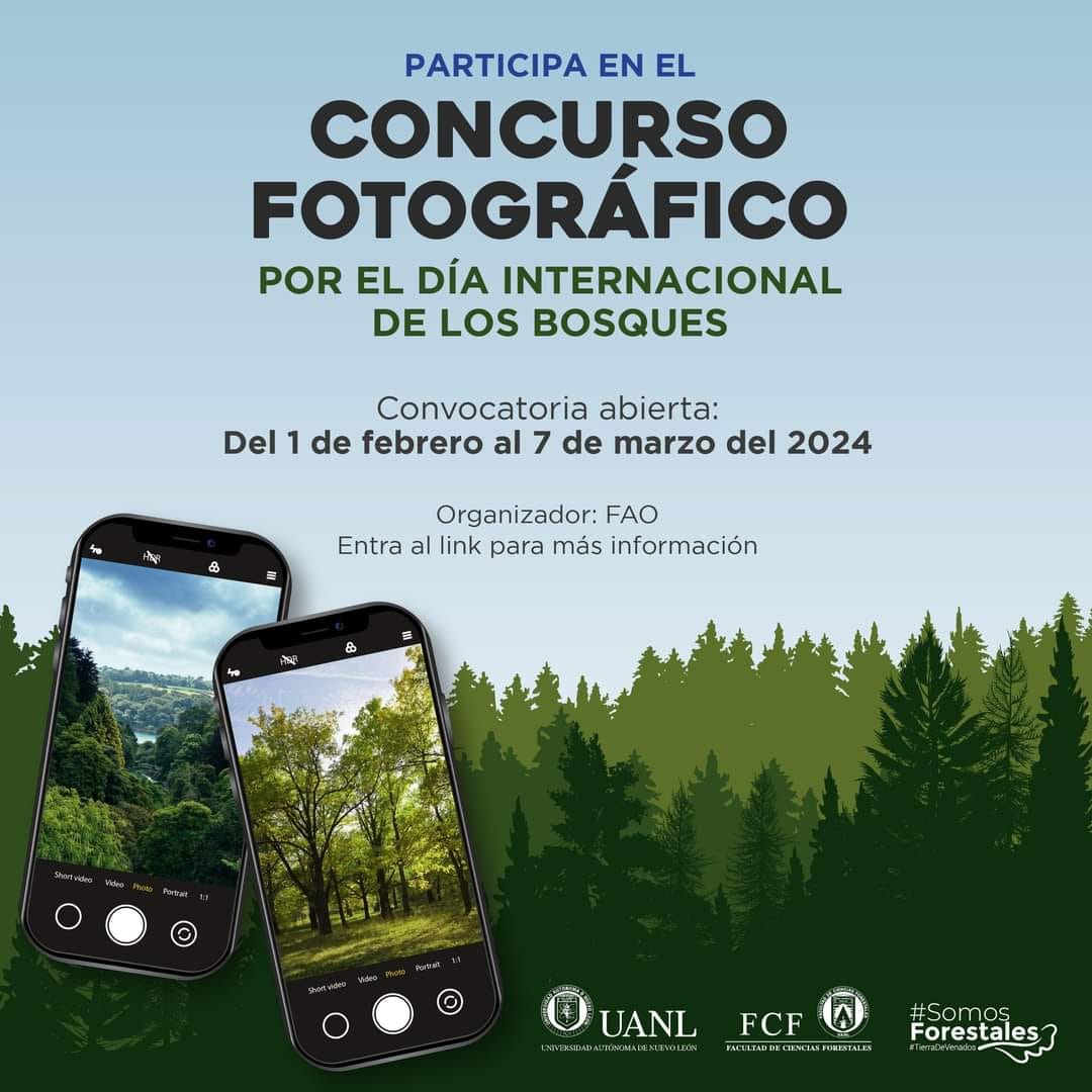 Concurso Fotográfico por el Día Internacional de los Bosques convocado por la FAO.
Más detalles en fao.org/fileadmin/user…