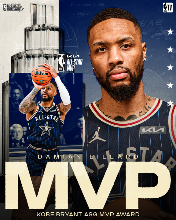 NBATV's tweet photo. Dame Dolla snags his first #NBAAllStar Game MVP! ⌚️ https://t.co/R0QIrVQTqO