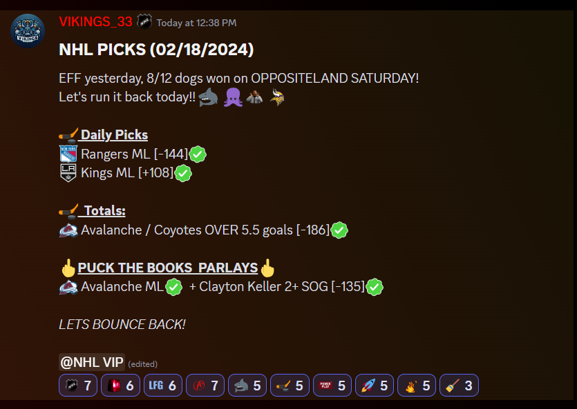 _VIKINGS_33's tweet photo. Clean Sweep on NHL PICKS ✅
Profitable Day on NCAAB Picks ✅
Max Play Parlay ✅
Day 1 of $20-$1K Challenge ✅

TALKING SPORTS AND CASHING SLIPS WHILE HAVING FUN IS ALL WE KNOW IN A+, JOIN IN ON THE ACTION TODAY 

DISCORD: https://t.co/NZKSEXnqQj

@APlusPicks https://t.co/8ILQ8nusPU