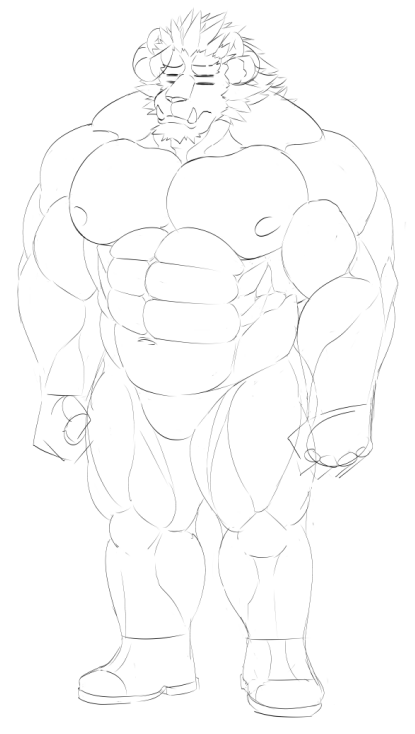enfornication's tweet photo. [Clean WIP] Drawing Krampus for my next piece. Damn, was he always so muscular?

As a side note, Krampus (and Hombre Tigre) were my first posted NSFW art. It's interesting to see how far I've gone as an artist. https://t.co/wKAK3l36Lf