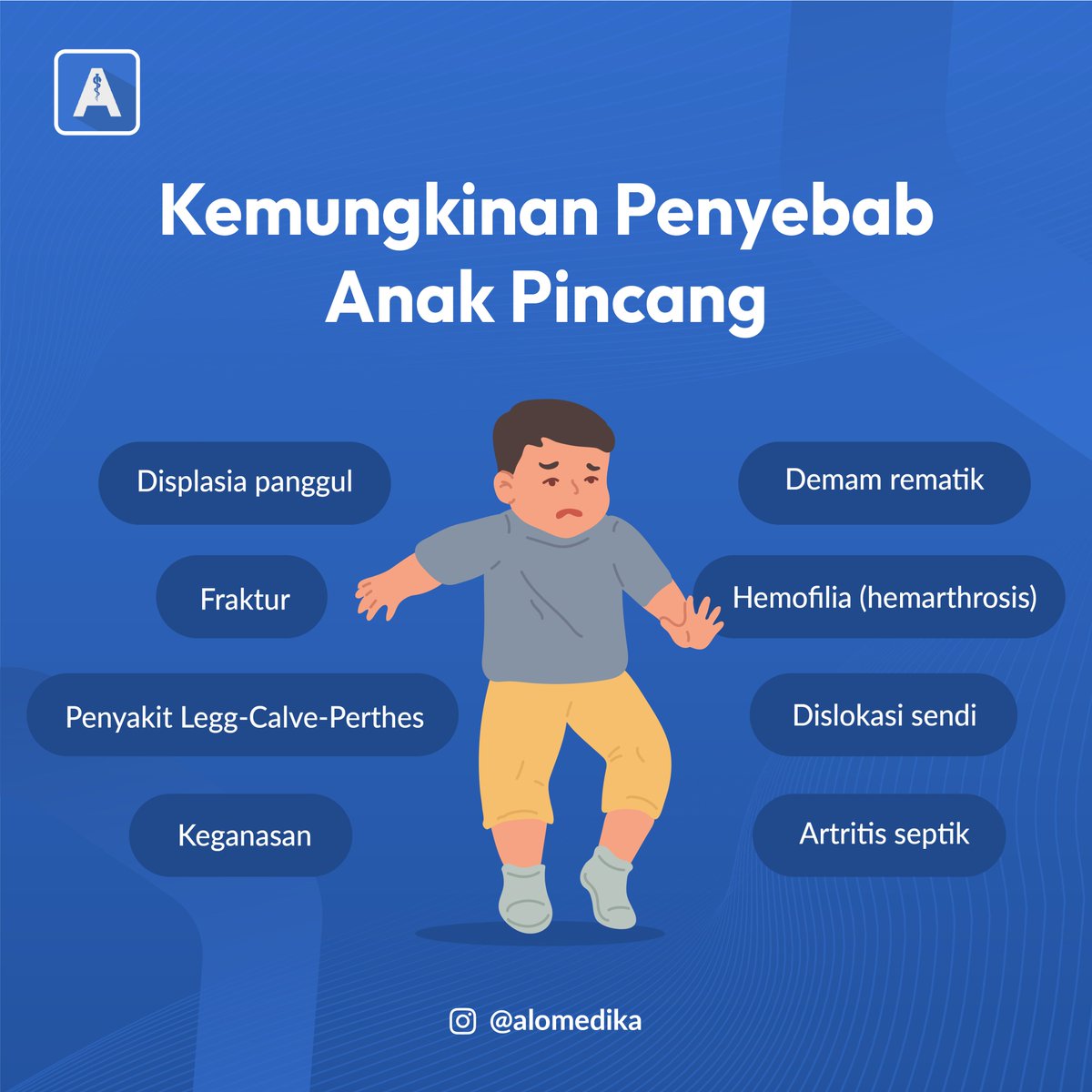 alomedika's tweet image. ALO Dokter,  Waspada penyebab yang serius pada anak yang mengalami pincang! Saat Dokter menemukan anak dengan gait abnormal, Dokter perlu investigasi lebih lanjut. Jadi Dokter Andal dalam Genggaman, Salam ALOMEDIKA! #alomedika #abnormal  #gait #anak #pincang