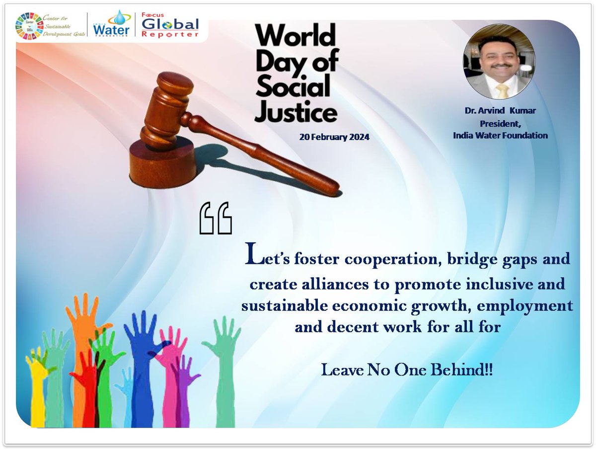 #worlddayofsocialjustice2024 #विश्व_सामाजिक_न्याय_दिवस #SocialJusticeDay #climatejustice #EqualOpportunities #SocialJustice #ReducePoverty #InclusiveGrowth #equalrights #JusticeForAll #BeTheChange #LeaveNoOneBehind #GenderEquality @PMOIndia @MSJEGOI @pib_MoSJE @MLJ_GoI…