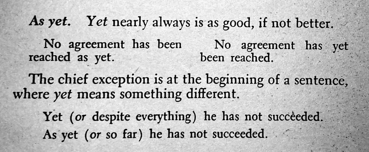 One_Hell_Bunny's tweet image. Who knew "yet" could do so much heavy lifting? Strunk &amp;amp; White, that's who. An interesting recommendation to streamline sentences in those cases in which word count is everything...

#ElementsofStyle #professionaldevelopment #WritingCommunity #craft #writingcraft