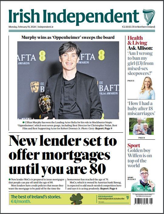 Independent_ie's tweet photo. Today's front page https://t.co/JZKsO4APCz
