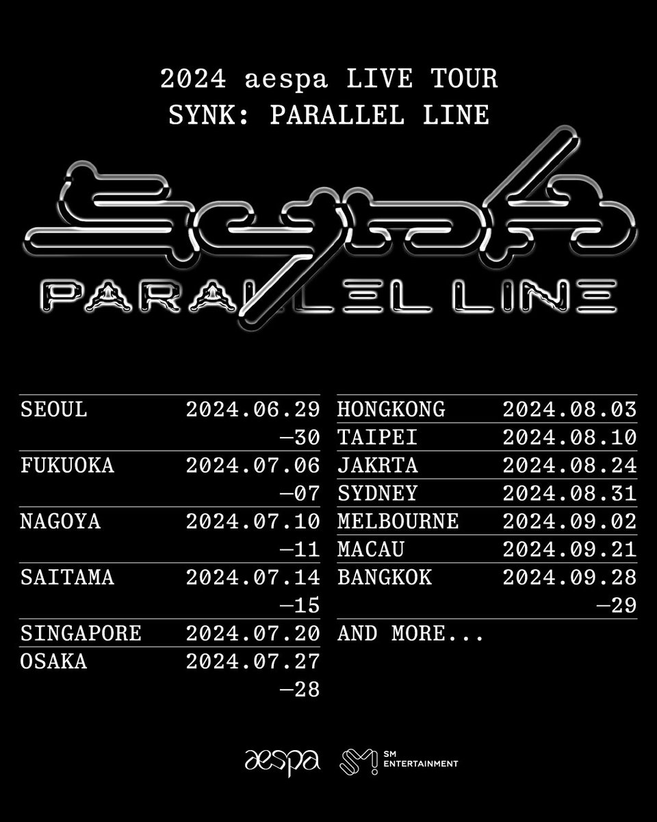 เอสป้าจะจัดคอนเสิร์ต 2024 aespa LIVE TOUR ‘SYNK: PARALLEL LINE’ ✨

📍 Bangkok, Thailand 🇹🇭
📅 28-29 กันยายน 2024

#WINTER #윈터 #น้องหนาว
#aespa <a href="/aespa_official/">aespa</a>