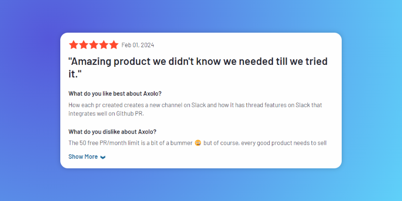 "Amazing product we didn't know we needed till we tried it." 💀&amp;💖

I need help..!

I'm struggling to make Axolo sexier.
I think dev tools have a very 'normalized' design framework, and we've been trying to do something different with Axolo.

Any suggestions? ✨