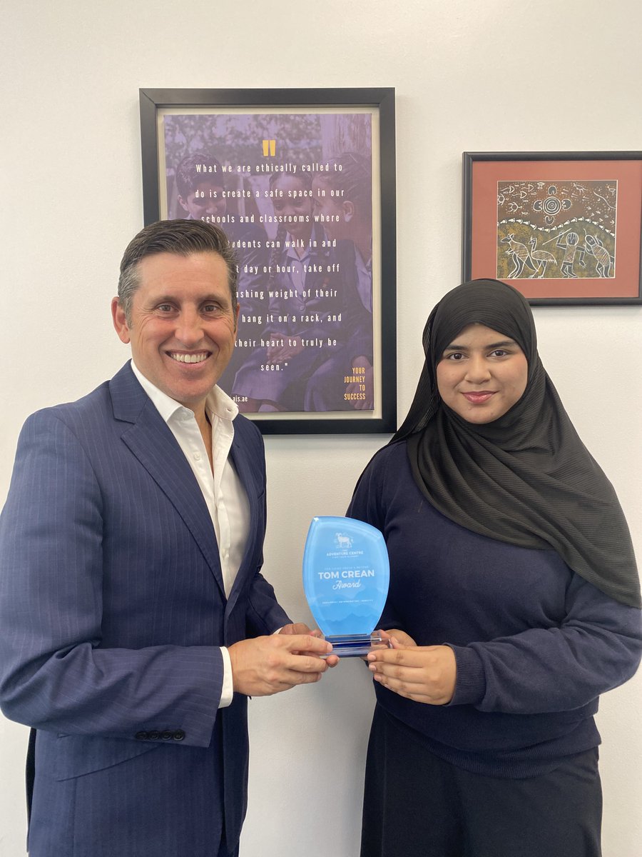 AIS_ExecutiveP's tweet photo. At the end of the Sheikh Sultan Bronze camp, one of our students was awarded the 'Tom Crene' award for her resilience, humility, and determination.🏆

Congratulation Rabiya!⭐️

#AISReachForTheStars #AISJourneyToSuccess #AISCamp https://t.co/6JdFxZrWq2