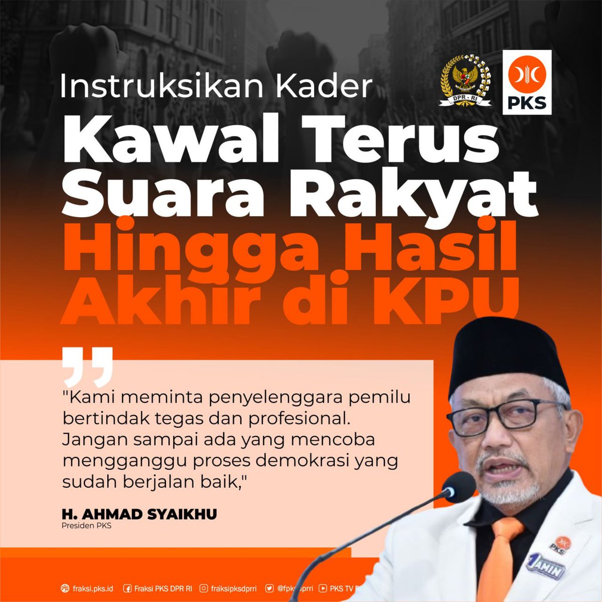 Presiden PKS Instruksikan Kader Kawal Terus Suara Rakyat hingga Hasil Akhir di KPU RI‼️

|| <a href="/syaikhu_ahmad/">Ahmad Syaikhu</a>

#fraksipksdprri 
#PKSpembelaRakyat 
#PKSnomor8