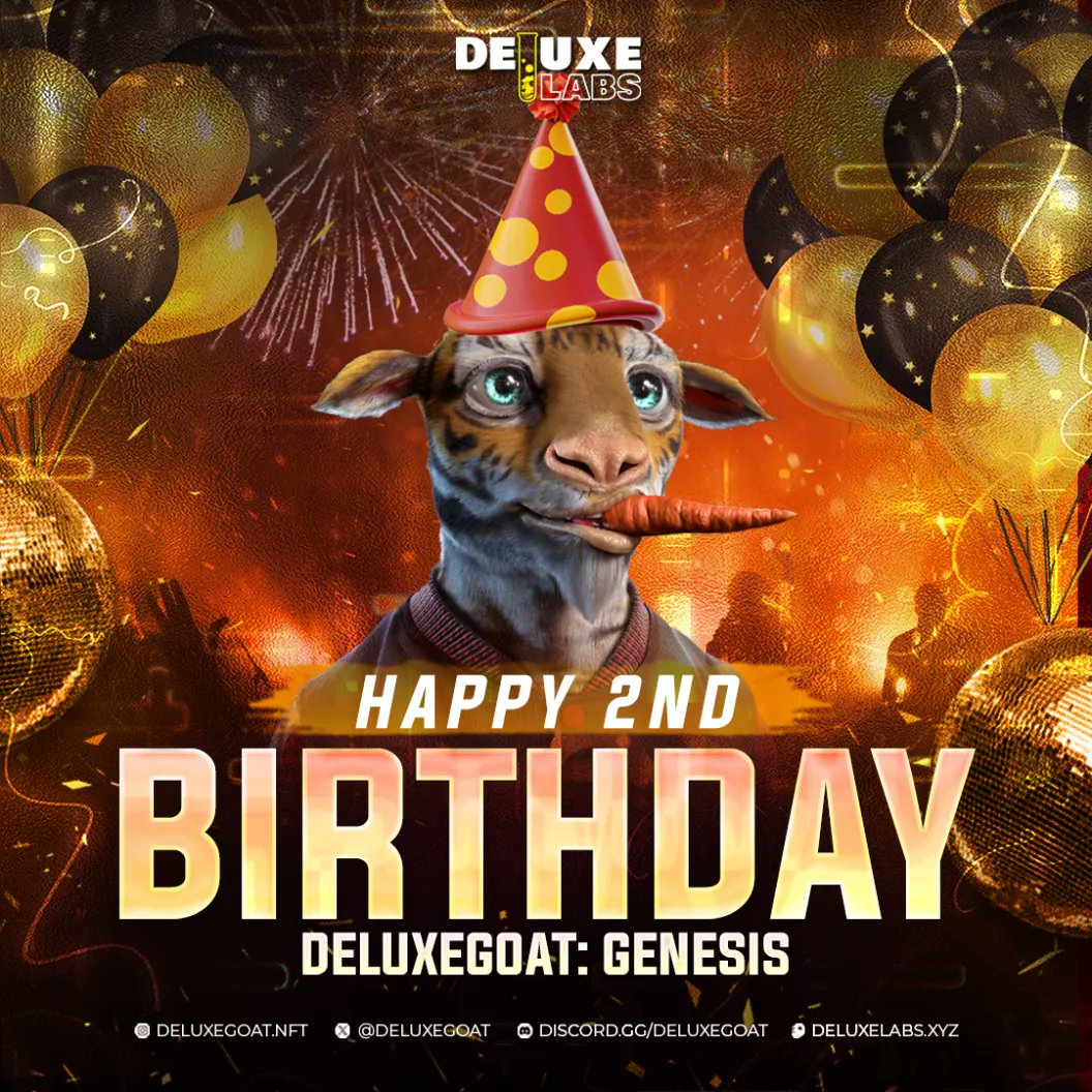 Happy Baaaa-rthday to our DeluxeGoat GENESIS collection! 🥳 Cheers to 2 years! 🍻 Join the herd TODAY! @DeluxeGoat #DeluxeGoat #goattakeover #nft