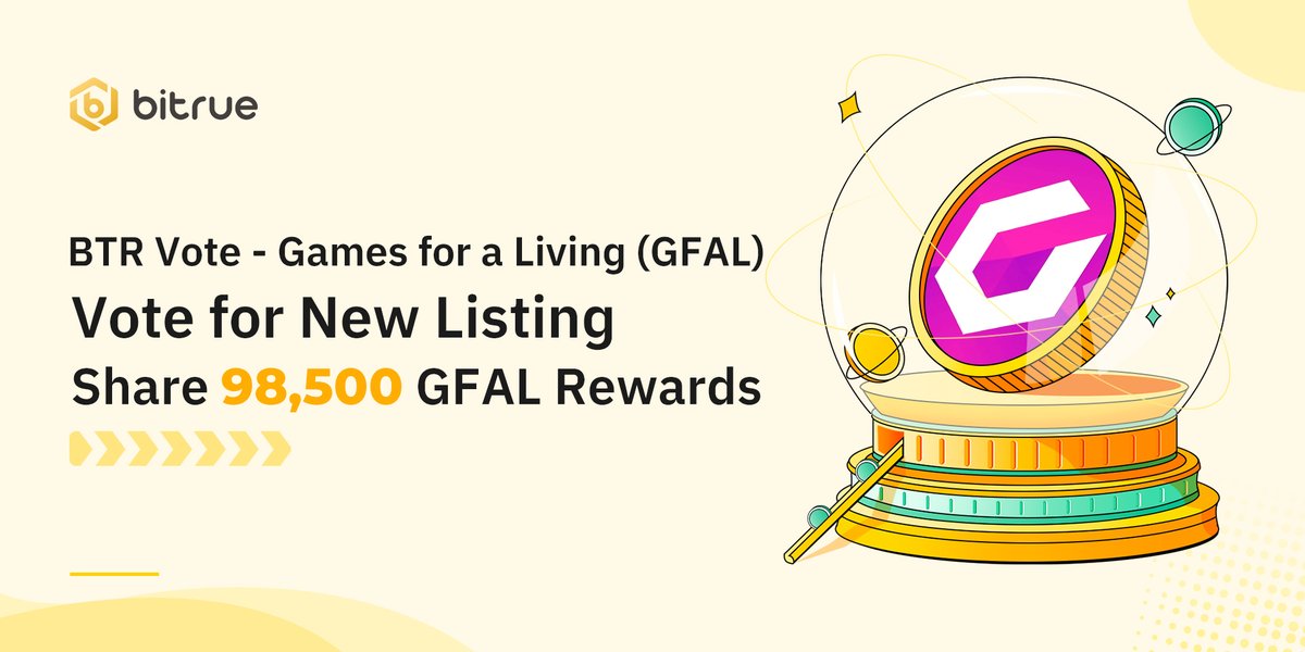 📢 Attention $BTR holders! 🌟 Get ready for the upcoming #BTR Vote to list $GFAL @GFAL_Official on Bitrue. 🙋‍♂️ Use your $BTR tokens, vote, and share 98,500 $GFAL reward. 👉 Vote now bit.ly/47VH50e