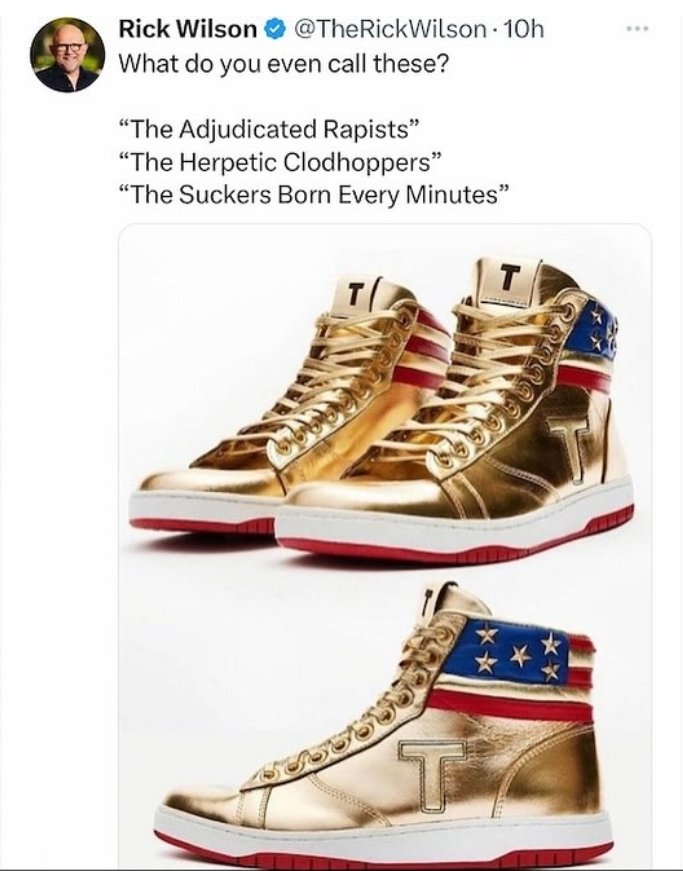 TFG HAS STOOPED SO LOW HE'S NOW HAWKING SNEAKERS.