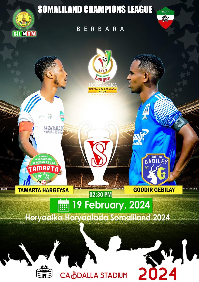 SLNTV's tweet photo. Kullanka Berri: Wareega 16-ka Hargeysa #Tamarta VS #Gebilay_Goodir.

Horyaalka Horyaalada Somaliland https://t.co/EZ4Do32KN0