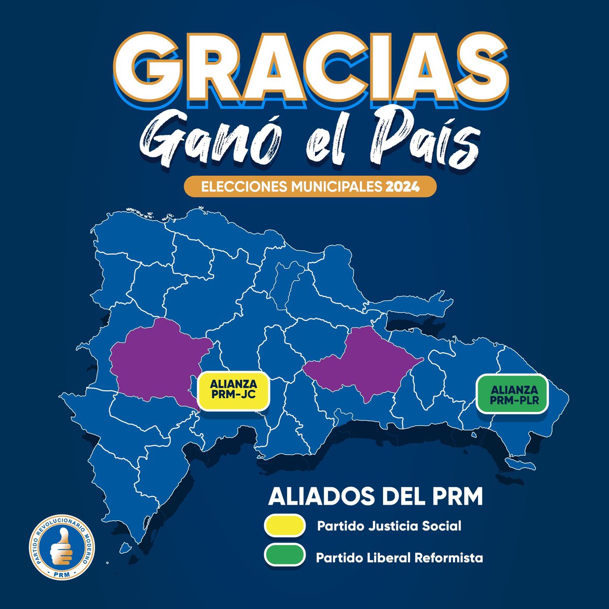 • El #cambio sigue en 27 de los 31 municipios más grandes del país. 🇩🇴

#EleccionesRD2024  #ElCambioSigue 💯