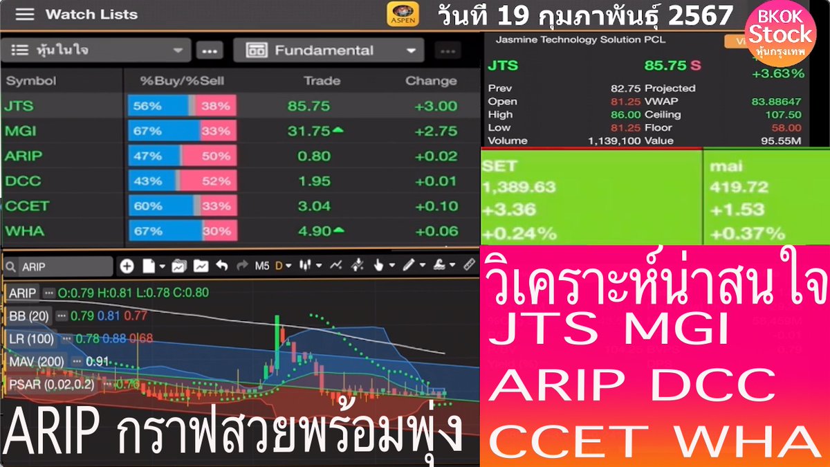 HunDedd's tweet photo. คลิป วิเคราะห์หุ้นน่าสนใจ JTS MGI ARIP DCC CCET WHA ARIP กราฟสวยพร้อมพุ่ง วันที่ 19 กุมภาพันธุ์ 2567 #วิเคราะห์หุ้น #JTS #MGI #ARIP #DCC #CCET #WHA #เก็งกำ���ร #SET #MACD #RSI #เก็งกำไร #Aspenmobile https://t.co/lXcckGrt4a https://t.co/W8Wf6aNj9y