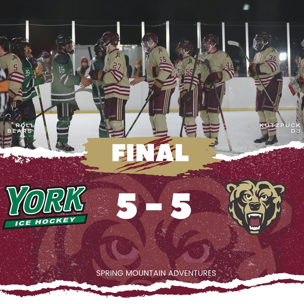 Kutztown19's tweet photo. Your (D3) Golden Bears Battled Back After Being Down (5-1) At One Point To Earn A (5-5) Tie With York! That Concludes The Regular Season, Good Job KU🐻❄️🤜🏻 #KutzPuck #RollBears #OutdoorClassic #NoQuit #D3

-Next Up-: Playoffs (TBD) https://t.co/ymkzsSVCyK