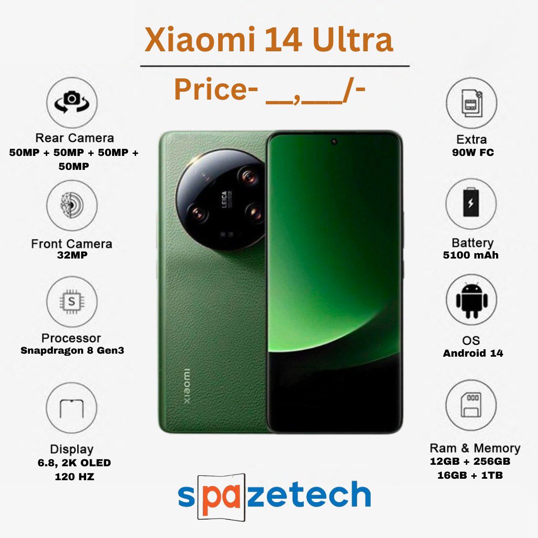 Xiaomi 14 Ultra Expected specification

#xiaomi14ultra
#xiaomi14pro #xiaomi14 #xiaomi13pro #xiaomi #xiaomi12sultra #xiaomi12series #techbyte #flagshipphone #snapdragon8gen3