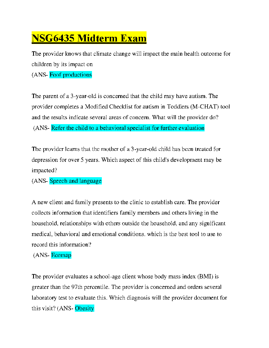 ChloeMcMil63388's tweet image. NSG6435 Midterm Exam. QUESTIONS WITH 100% VERIFIED ANSWERS 2023/2024. GUARANTEED PASS
#NSG #nsg6435 #MidtermExams #hackedexams
hackedexams.com/item/3600/nsg6…
