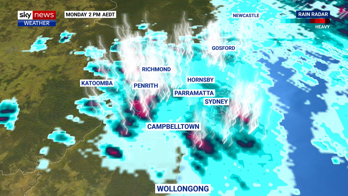 Alison_Osborne_'s tweet photo. A wild four hours of fury over #Sydney with severe thunderstorms - trees down, people injured, power outages, hammering rain and at least one weather station breaking! The east coast remains primed for more thunder tomorrow, details #SkyWeatherAus #Ch601 https://t.co/JqVn7MhGeb