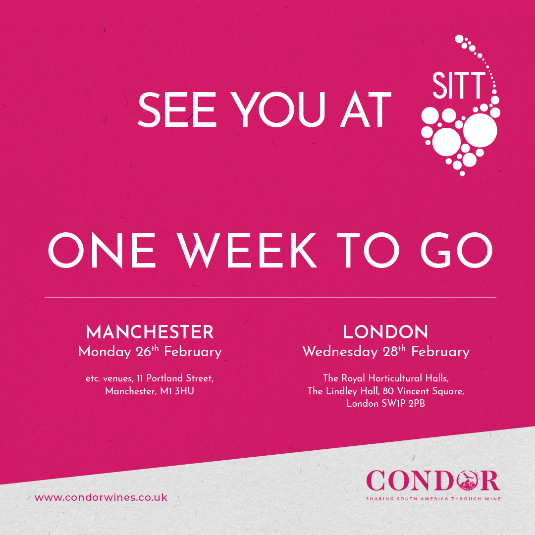 We'll be showing a fantastic range @sittastings in #Manchester and #London next week.

Let us know if you're planning to drop by and see us on table 39 👍 

#condorontour #condorwines #importer #wine #winetasting #winesofargentina #winesofchile #winesofuruguay #southamericanwines