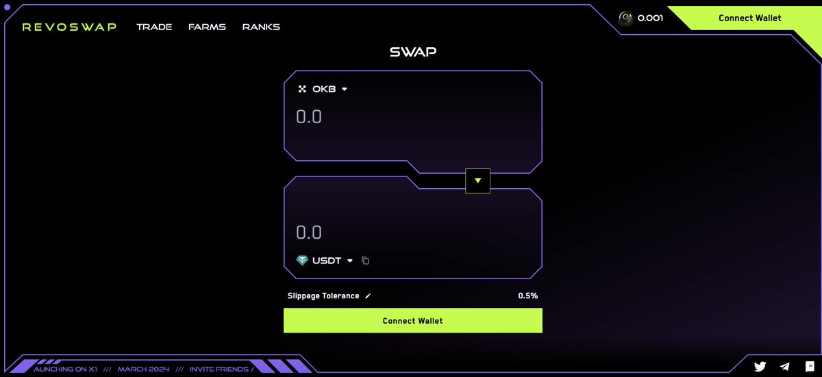 Revoswap_'s tweet image. Swap with the best UI/UX in the space.

We aim to be the first native decentralized exchange that will be operating on OKX upcoming chain.

Mainnet launch scheduled for March 2024.

#OKX #OKXWallet #OKXWeb3