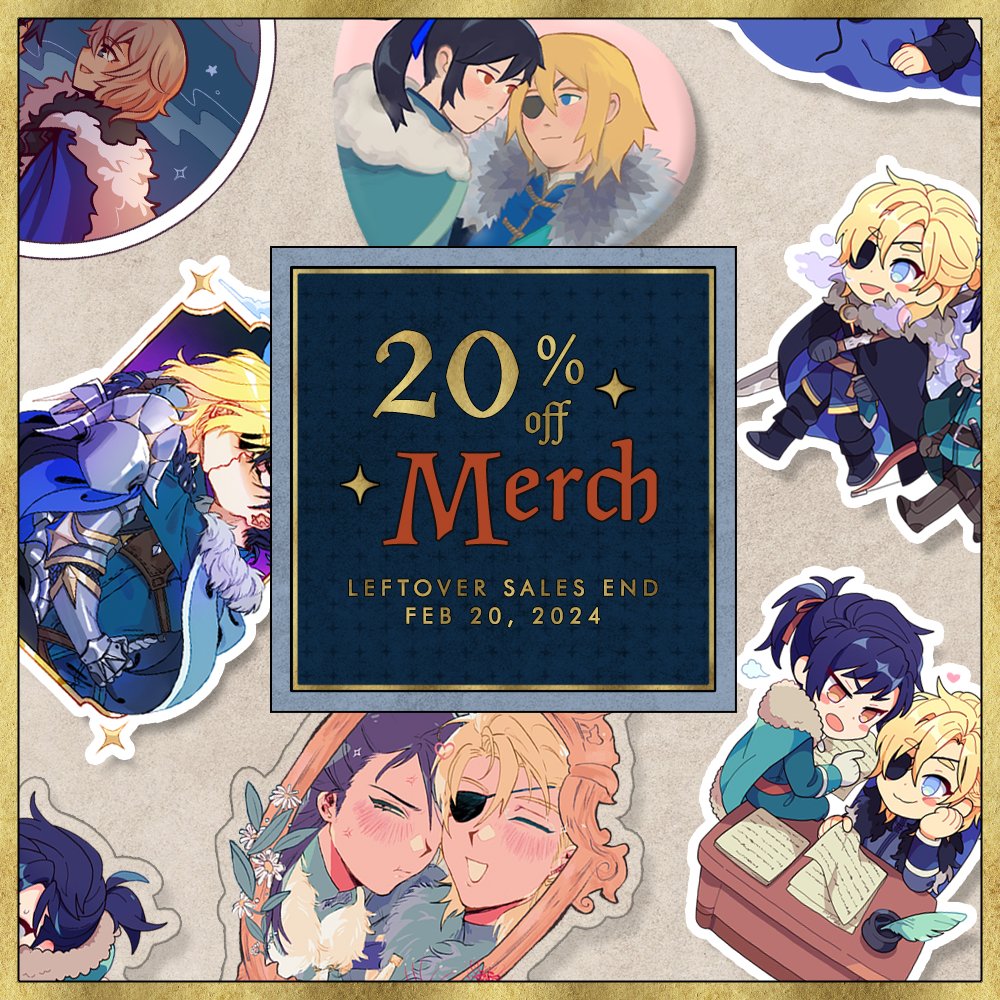 Rumour has it the Duke's birthday is coming soon—how about a celebratory ✨20% OFF ALL MERCH✨ to send the King and the Duke off partying in style!

Get your Dimilix while it's hot! Leftover sales close February 20th!
talesofchivalry.bigcartel.com