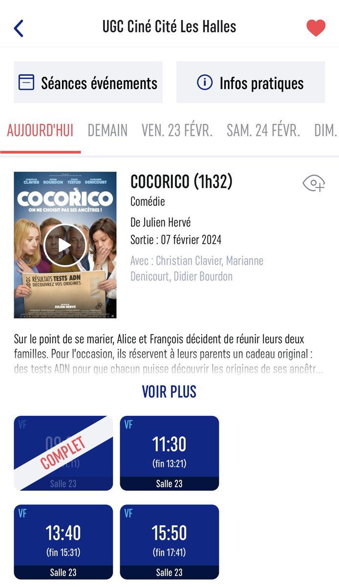 ryad__c's tweet photo. Si vous vouliez une preuve que le cinéma est mort, sachez que la séance de 9h00 pour Cocorico est complète après presque une semaine de sortie https://t.co/aGPCWh0saP