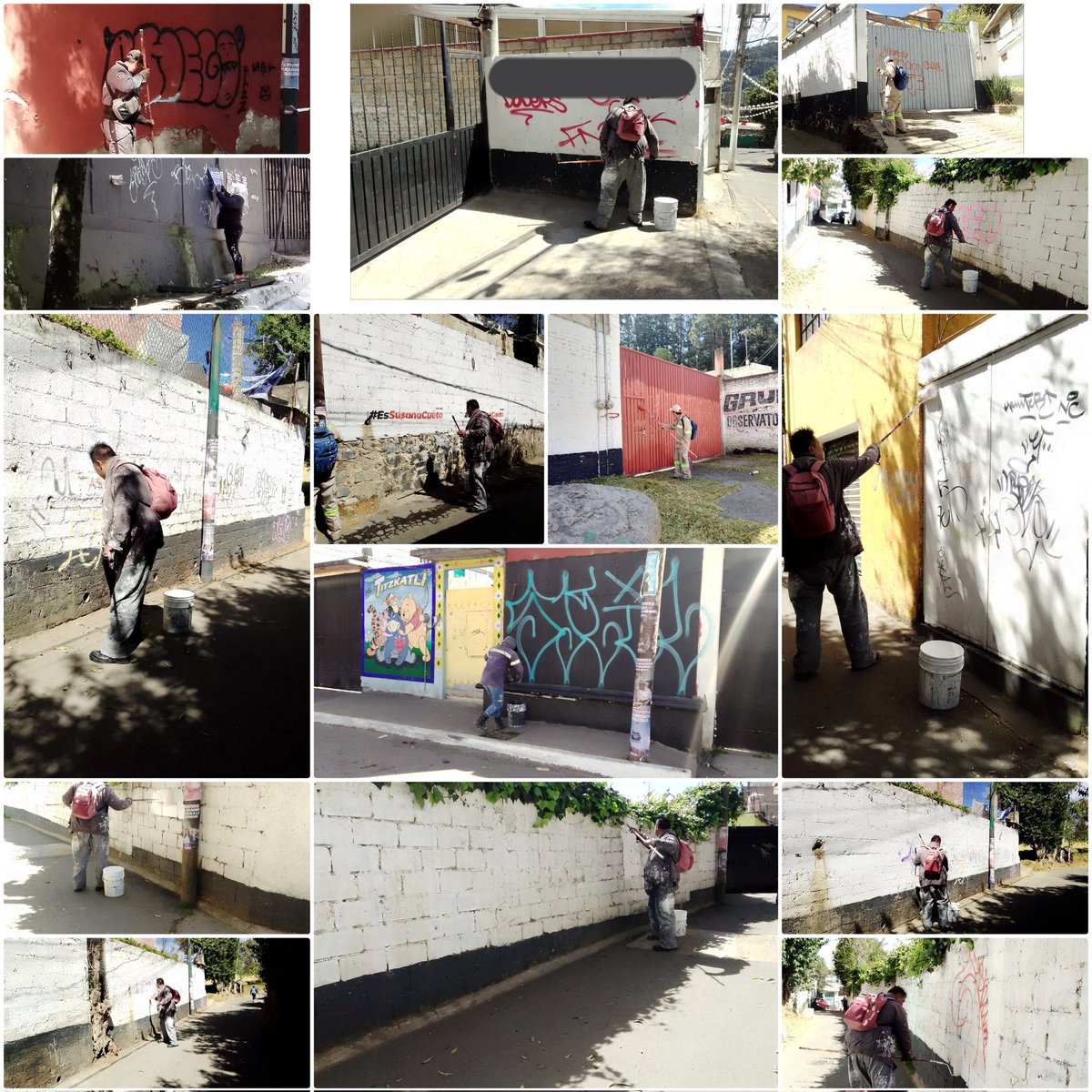 Retiro de grafiti y pinta de fachadas sobre carretera federal México-Toluca,  de Contadero a La Pila. la Alcaldía #Cuajimalpa trabaja en la #ImagenUrbana por indicaciones de @AdrianRubalcava