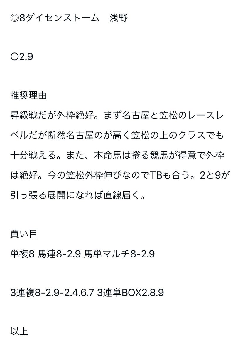 jacky_060's tweet photo. 圧勝🎯🎯🎯参考にして的中された方々おめでとうございます🎯🎯🎯単10倍あったんやけどね… 相手振るわず🙇‍♂️🙇‍♂️
みんな利確してね🙋‍♂️🙋‍♂️🙋‍♂️🙋‍♂️
#笠松8R #笠松競馬 #ジャッキー的中報告 https://t.co/NwqfBzdFks