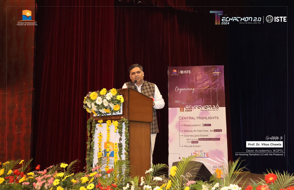 svietofficial's tweet image. A Heartfelt Gratitude to Mr. Vikas Chawla, Dean Academics at IKGPtU, for his invaluable presence at Techathon 2.0, inspiring all with his insights. His contribution enriched the event and elevated the experience for all participants.
#Techathon2.0 #TechUnity #InnovationHub
